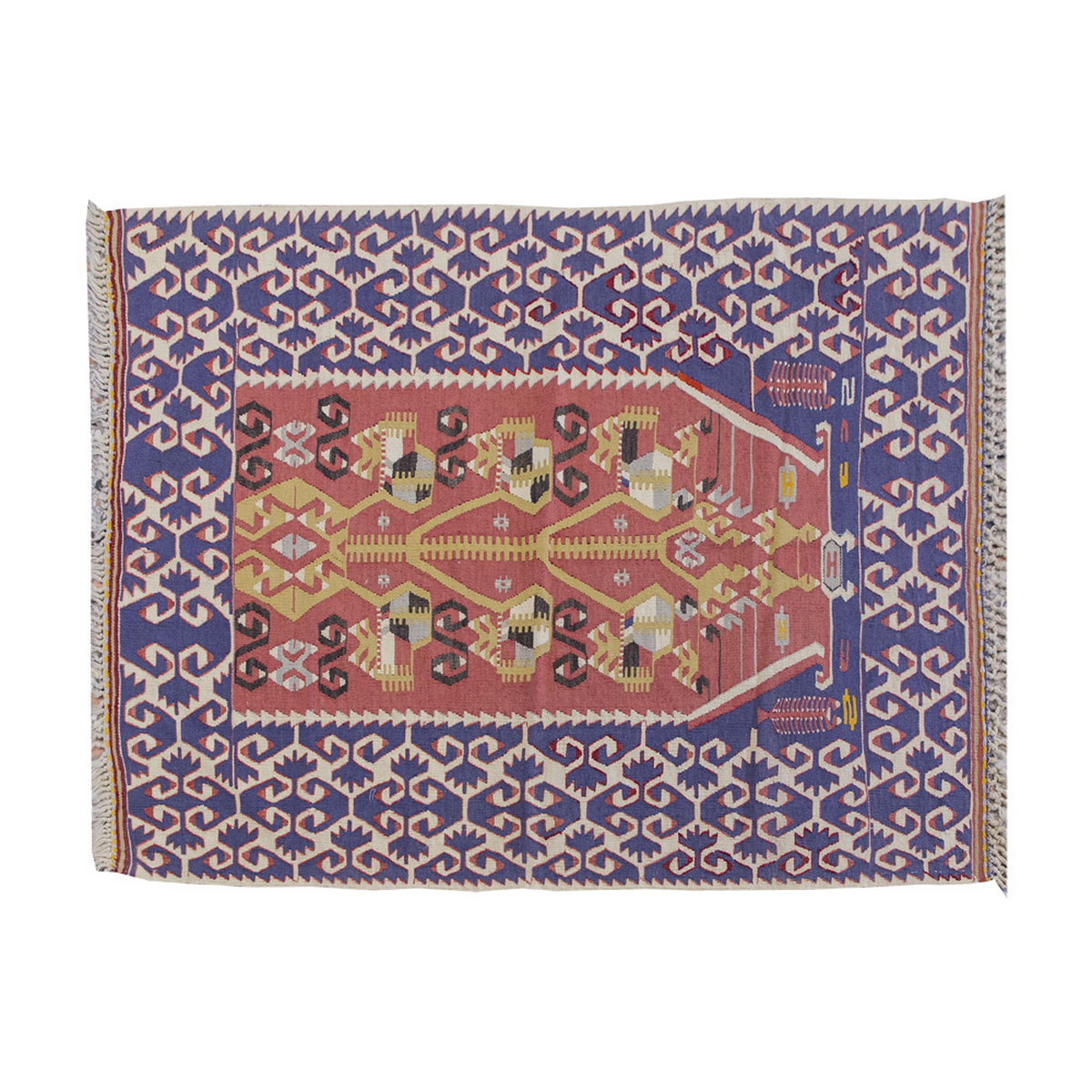 Vintage Kilim Rug,Denizli Kilim 3'6" x 4'8" feet 107 x 142 cm