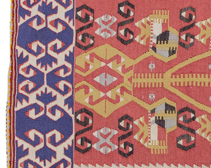 Vintage Kilim Rug,Denizli Kilim 3'6" x 4'8" feet 107 x 142 cm