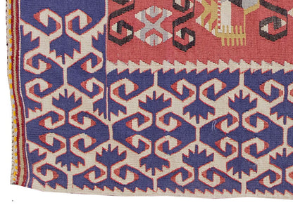 Vintage Kilim Rug,Denizli Kilim 3'6" x 4'8" feet 107 x 142 cm