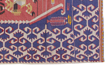 Vintage Kilim Rug,Denizli Kilim 3'6" x 4'8" feet 107 x 142 cm