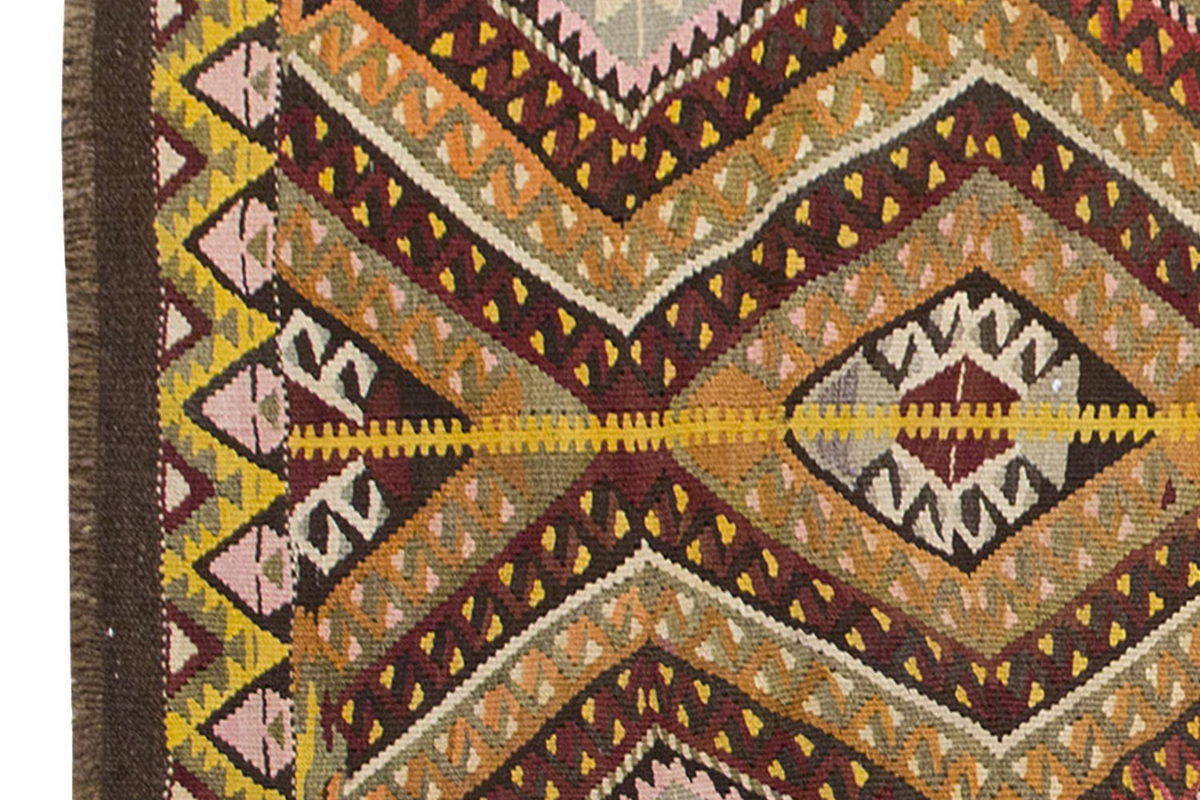 Vintage Kilim Rug,Kars Kilim 3'6" x 5'7" feet 107 x 170 cm