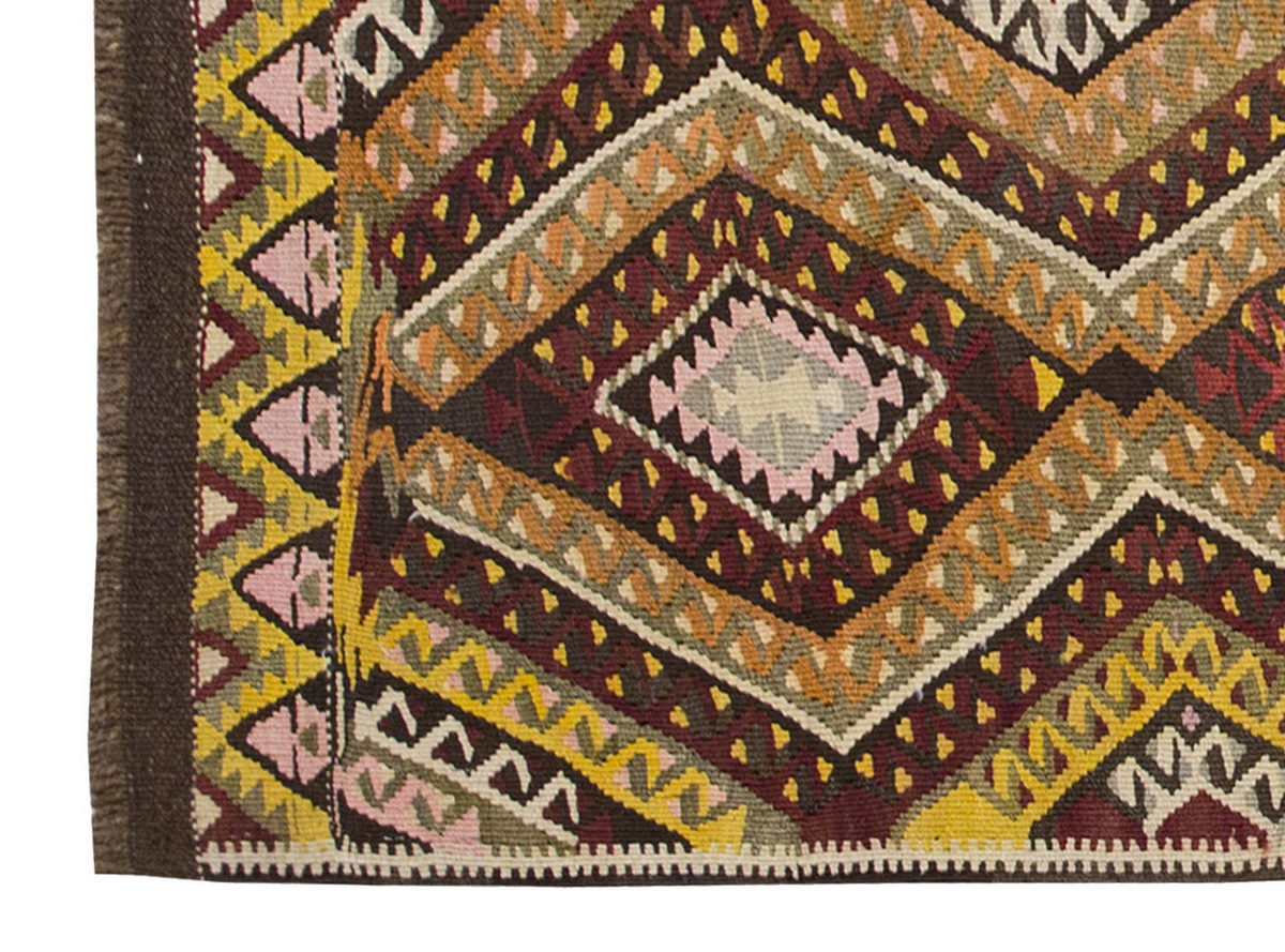 Vintage Kilim Rug,Kars Kilim 3'6" x 5'7" feet 107 x 170 cm