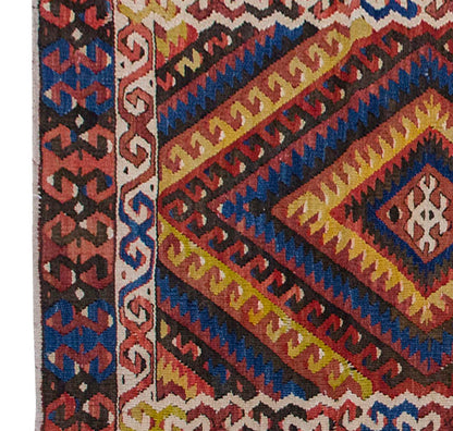 Vintage Kilim Rug,Fethiye Kilim 3'6" x 6'8" feet 106 x 202 cm