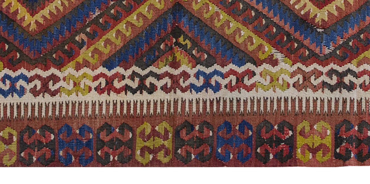 Vintage Kilim Rug,Fethiye Kilim 3'6" x 6'8" feet 106 x 202 cm