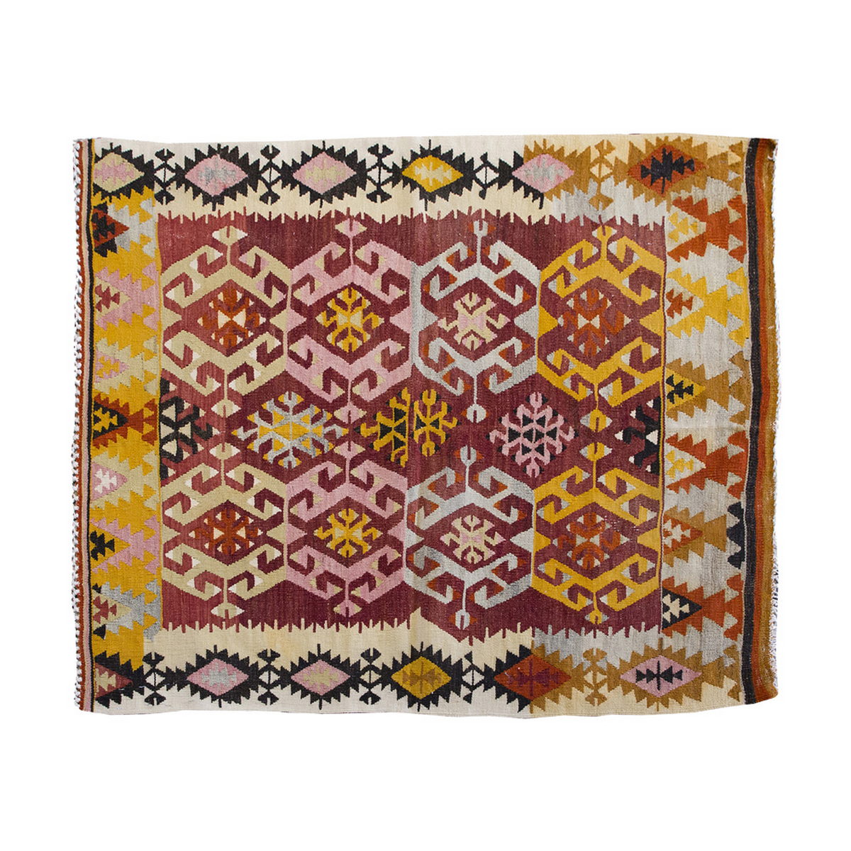 Vintage Kilim Rug,Adana Kilim 3'7" x 4'2" feet 110 x 128 cm