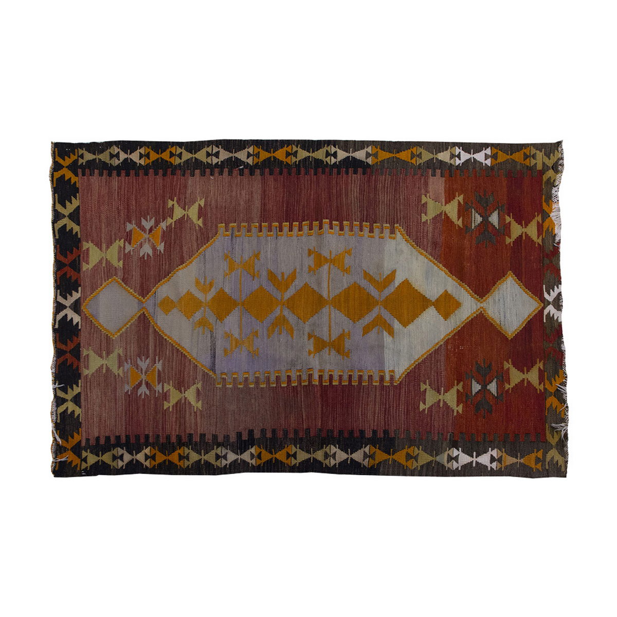 Vintage Kilim Rug,Emirdağ Kilim 3'7" x 5'1" feet 110 x 155 cm