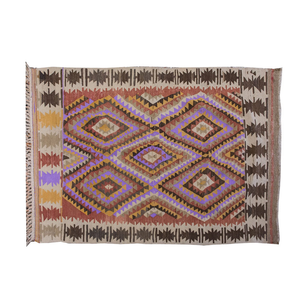 Vintage Kilim Rug,Denizli Kilim 3'7" x 5'1" feet 110 x 155 cm