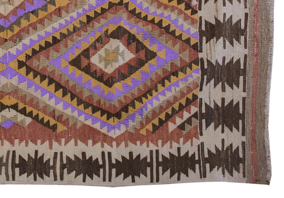 Vintage Kilim Rug,Denizli Kilim 3'7" x 5'1" feet 110 x 155 cm