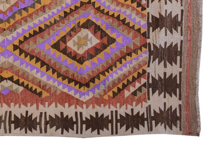 Vintage Kilim Rug,Denizli Kilim 3'7" x 5'1" feet 110 x 155 cm