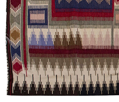 Vintage Kilim Rug,Konya Karapınar Kilim 3'7" x 5'8" feet 110 x 173 cm
