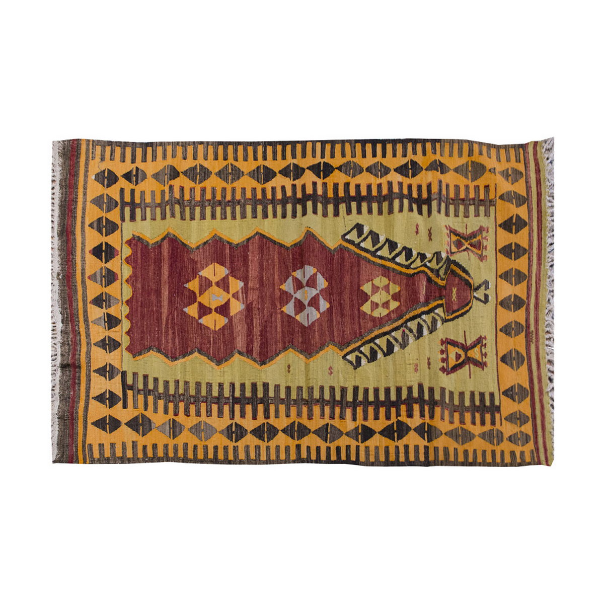 Vintage Kilim Rug,Konya Kilim 3'7" x 6" feet 109 x 183 cm