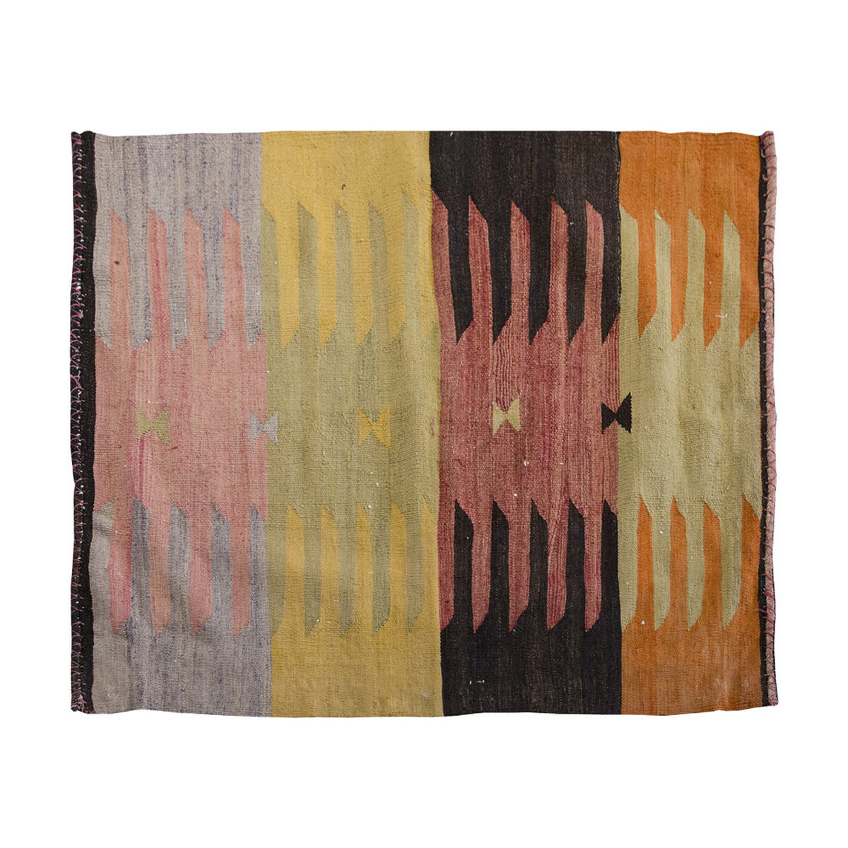 Vintage Kilim Rug,Bodrum Milas Kilim 3'8" x 4" feet 111 x 118 cm