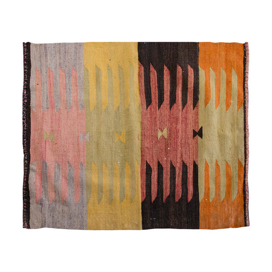Vintage Kilim Rug,Bodrum Milas Kilim 3'8" x 4" feet 111 x 118 cm