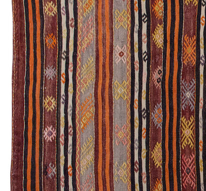Vintage Kilim Rug,Konya Kilim 3'8" x 4'2" feet 111 x 126 cm