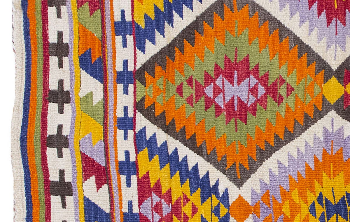 Vintage Kilim Rug,Denizli Eşme Kilim 3'8" x 5" feet 112 x 154 cm