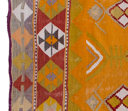 Vintage Kilim Rug,Denizli Kilim 3'8" x 5'1" feet 112 x 156 cm
