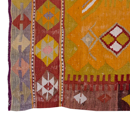 Vintage Kilim Rug,Denizli Kilim 3'8" x 5'1" feet 112 x 156 cm