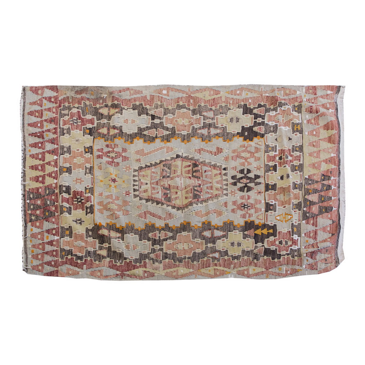 Vintage Kilim Rug,Denizli Eşme Kilim 3'9" x 5" feet 114 x 151 cm