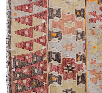 Vintage Kilim Rug,Denizli Eşme Kilim 3'9" x 5" feet 114 x 151 cm