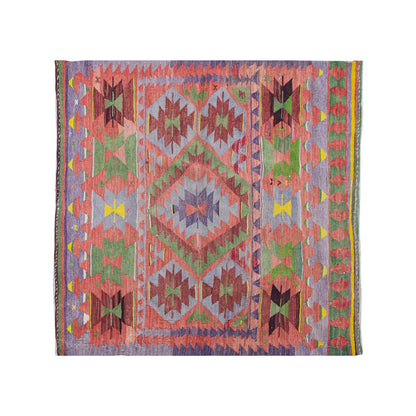 Vintage Kilim Rug, Oushak Denizli Kilim 4" x 4" feet 117 x 118 cm