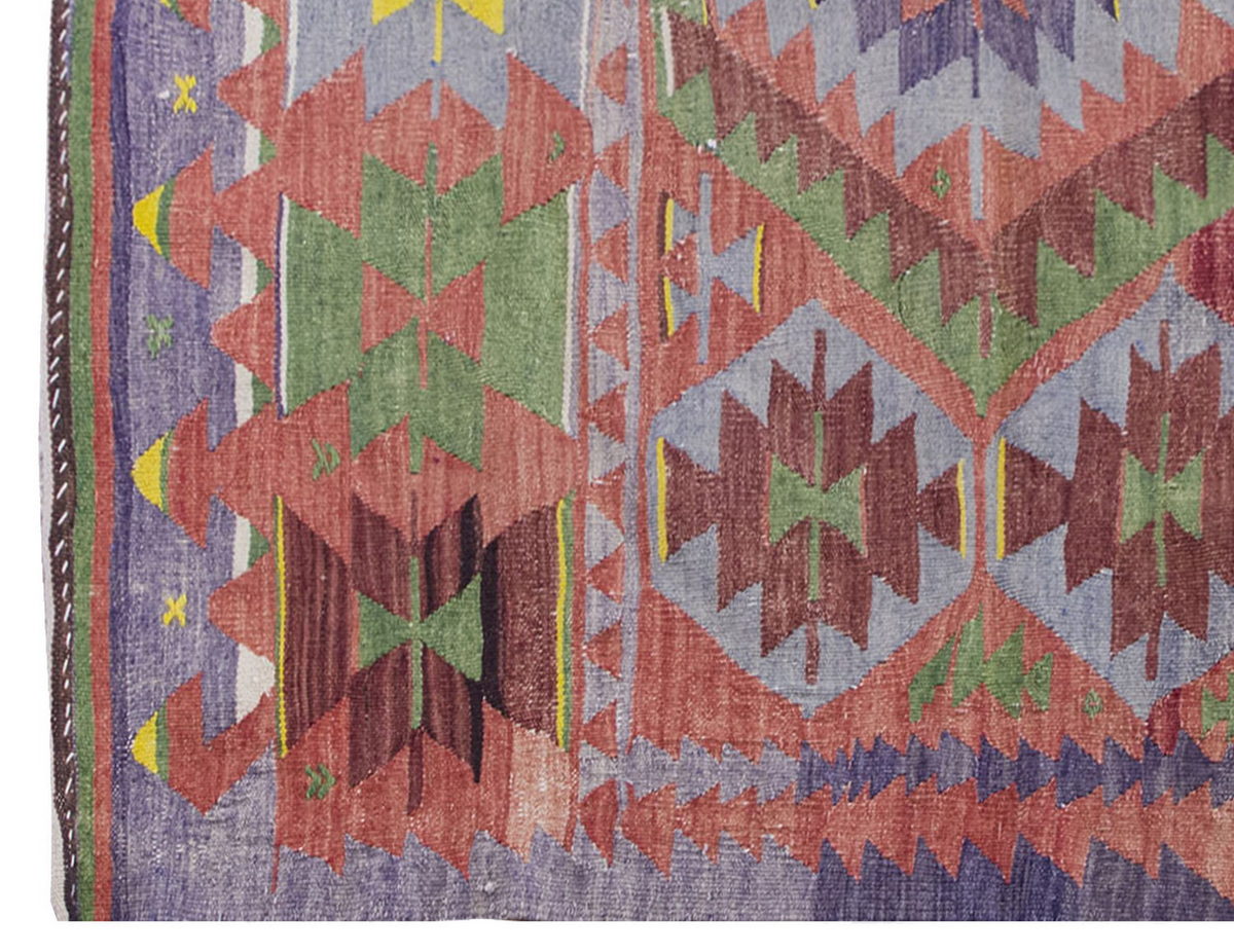 Vintage Kilim Rug, Oushak Denizli Kilim 4" x 4" feet 117 x 118 cm