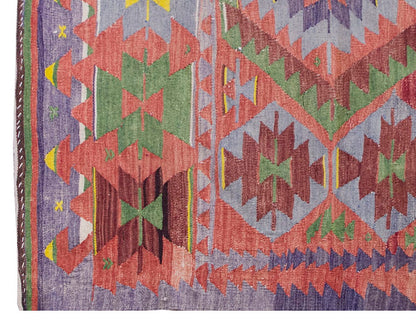 Vintage Kilim Rug, Oushak Denizli Kilim 4" x 4" feet 117 x 118 cm
