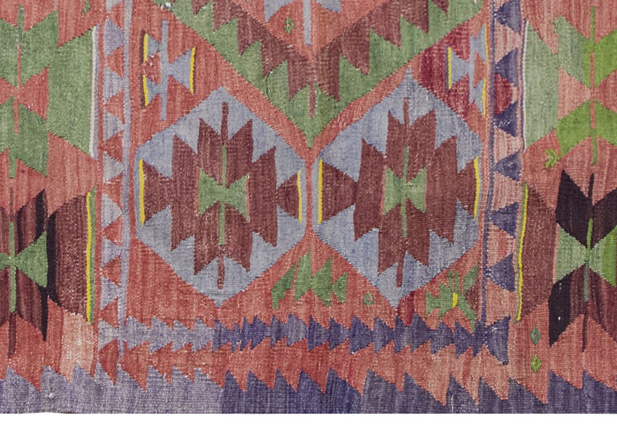 Vintage Kilim Rug, Oushak Denizli Kilim 4" x 4" feet 117 x 118 cm