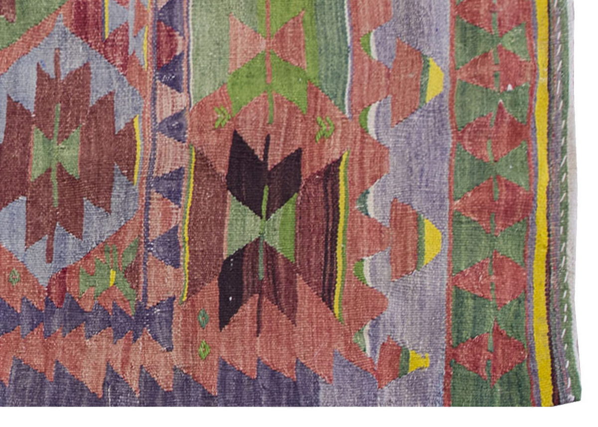Vintage Kilim Rug, Oushak Denizli Kilim 4" x 4" feet 117 x 118 cm