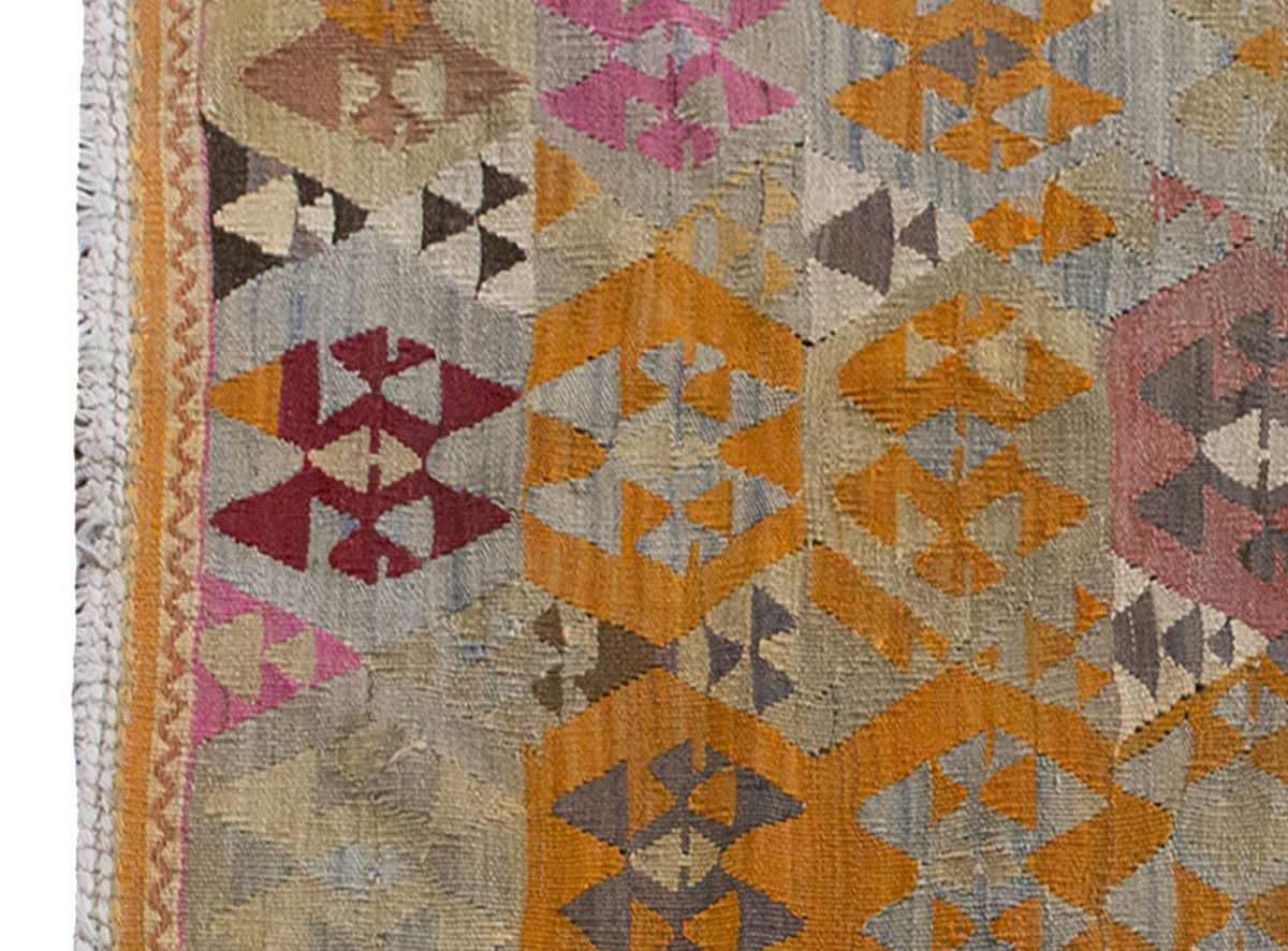 Vintage Kilim Rug,Afyon Kilim 4" x 4'8" feet 122 x 141 cm