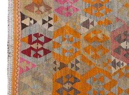 Vintage Kilim Rug,Afyon Kilim 4" x 4'8" feet 122 x 141 cm
