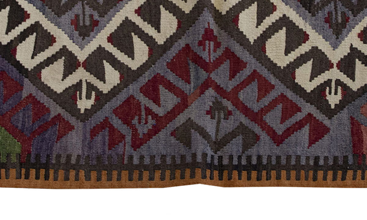 Vintage Kilim Rug,Konya Kilim 4" x 4'9" feet 122 x 145 cm