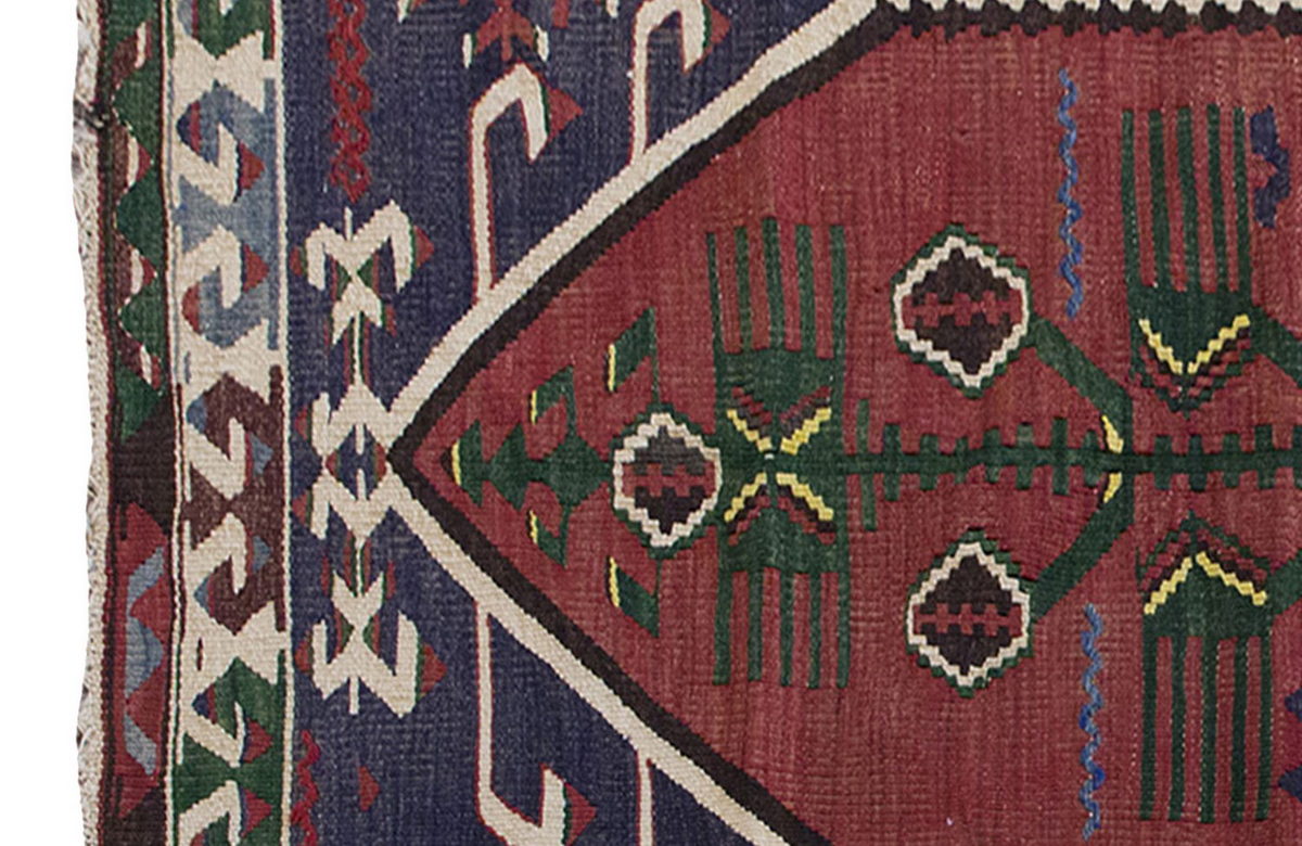 Vintage Kilim Rug,Denizli Kilim 4" x 5" feet 120 x 153 cm