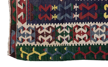 Vintage Kilim Rug,Denizli Kilim 4" x 5" feet 120 x 153 cm