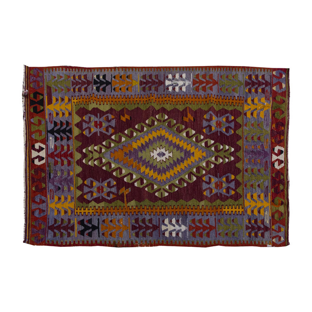 Vintage Kilim Rug,Denizli Eşme Kilim 3'4" x 5'3" feet 102 x 160 cm