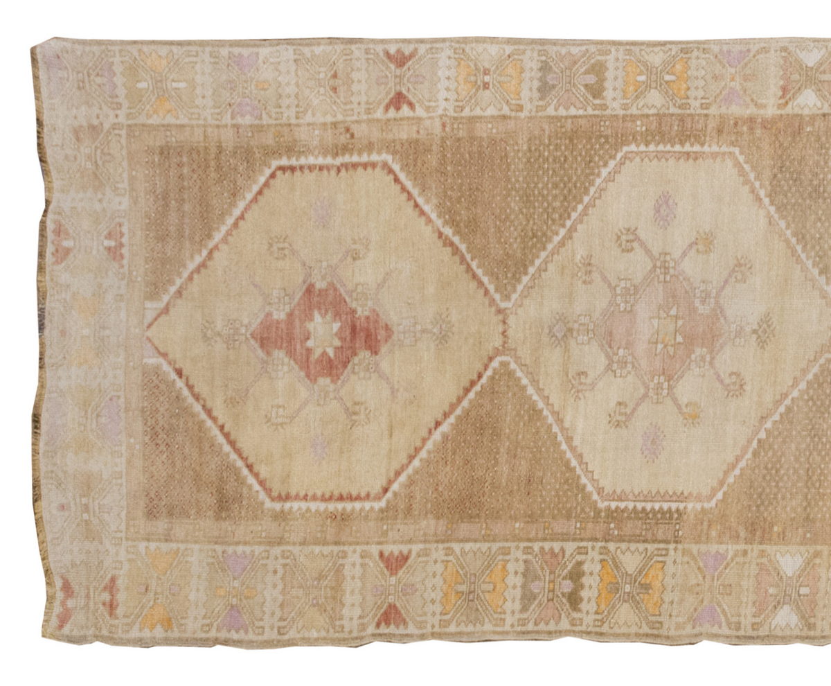 Vintage Large Rug, Oushak Area Rug, 4'5" x 12'10 feet 135 x 390 cm