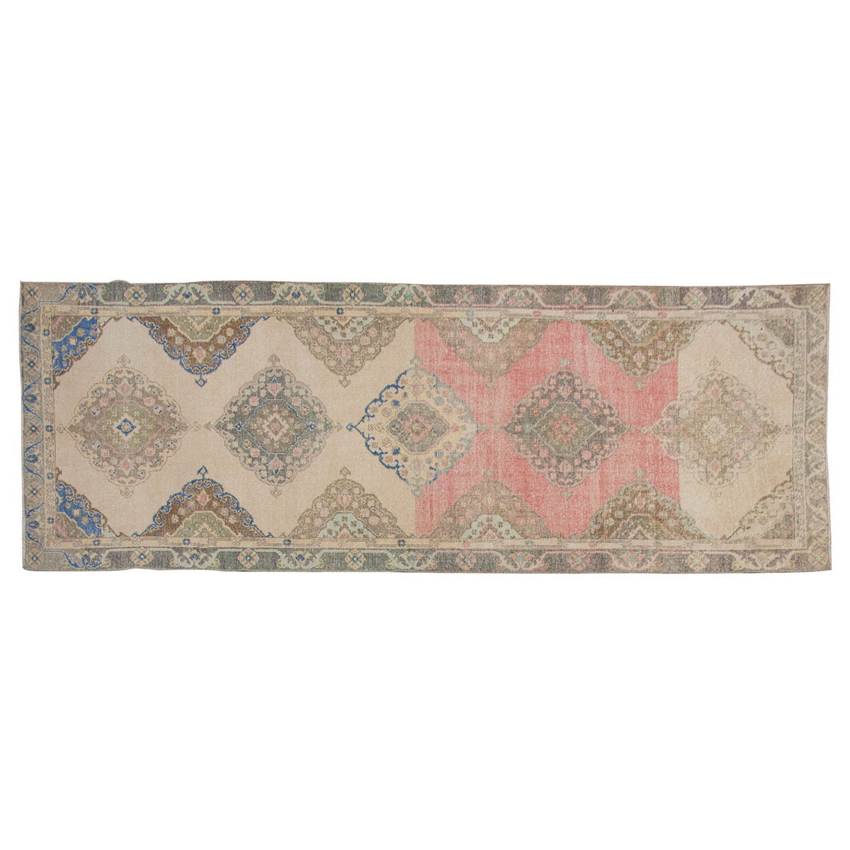 Vintage Large Rug, Oushak Runner Rug 4'4" x 12'6" feet 133 x 380 cm