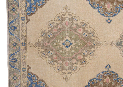 Vintage Large Rug, Oushak Runner Rug 4'4" x 12'6" feet 133 x 380 cm