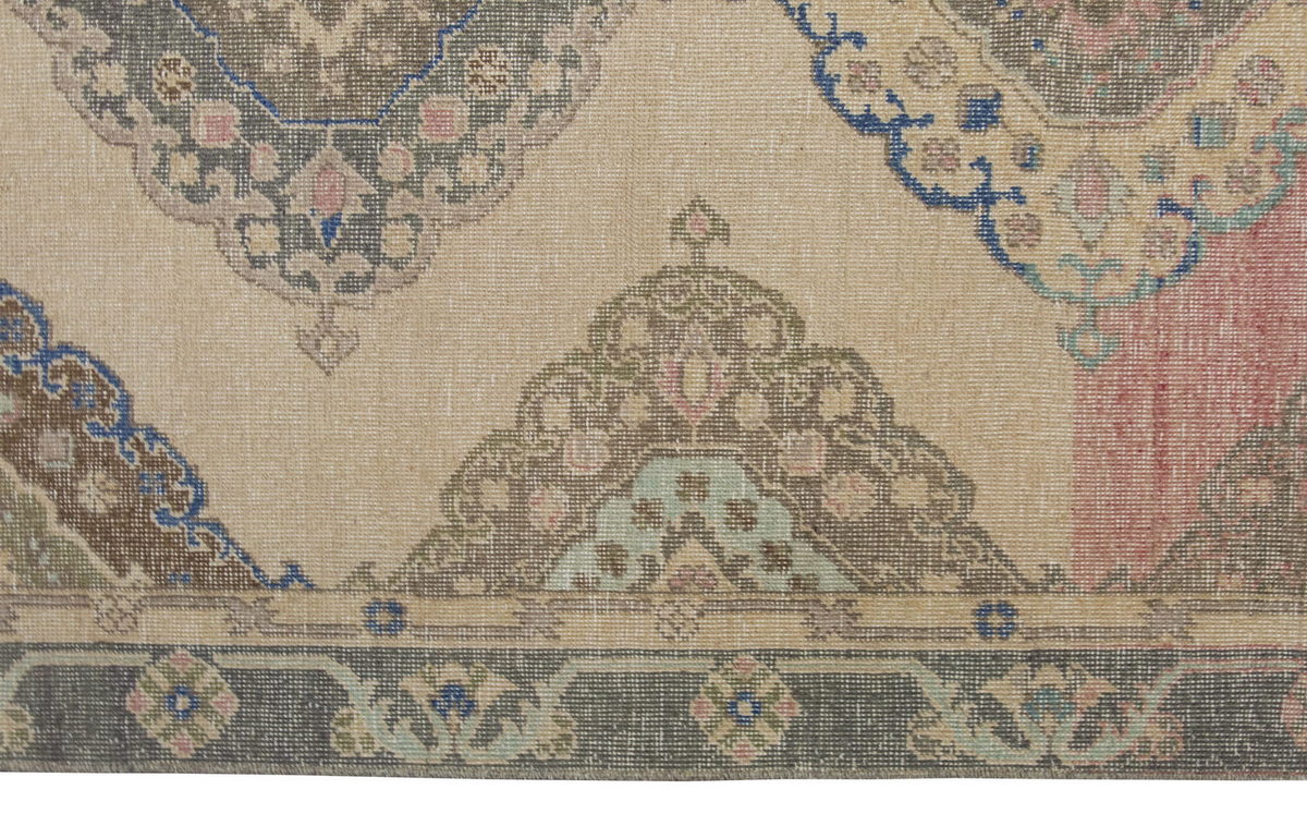 Vintage Large Rug, Oushak Runner Rug 4'4" x 12'6" feet 133 x 380 cm