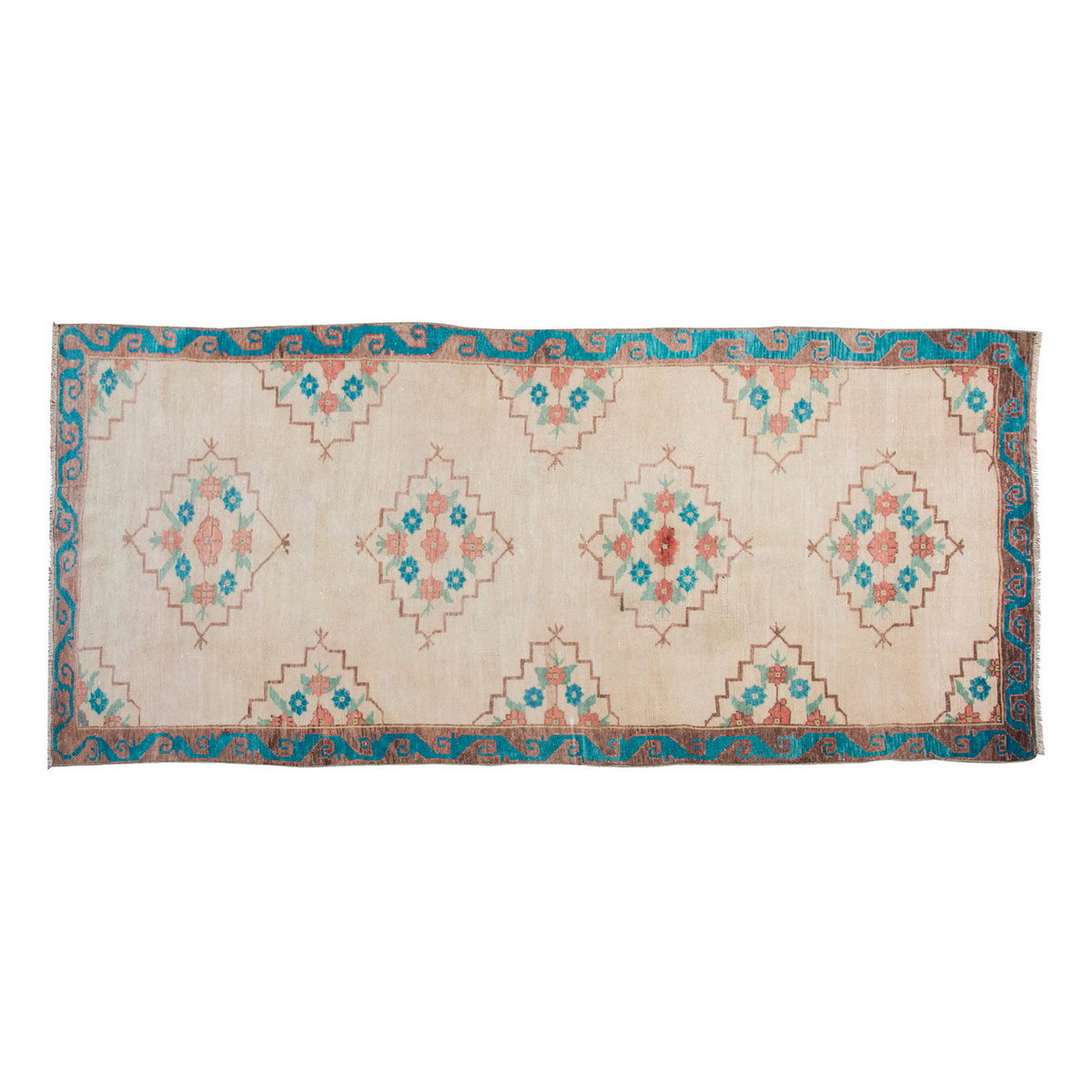 Vintage Large Rug, Oushak Area Rug 4'5" x 11'2" feet 135 x 340 cm