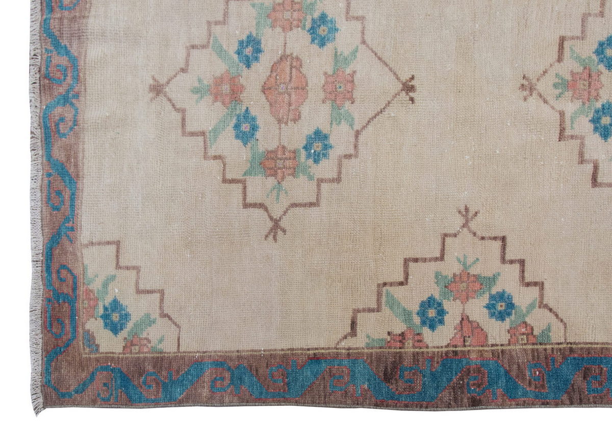 Vintage Large Rug, Oushak Area Rug 4'5" x 11'2" feet 135 x 340 cm