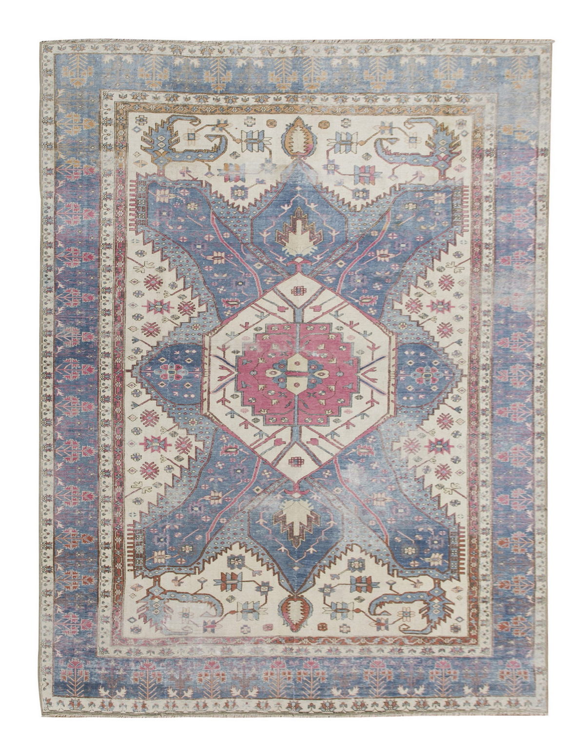 Vintage Large Rug, Oushak Area Rug 6'6" x 9'9" feet 198 x 298 cm