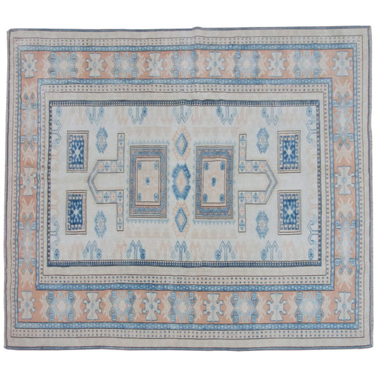 Vintage Large Rug, Oushak Area Rug 6'8" x 7'1" feet 204 x 217 cm