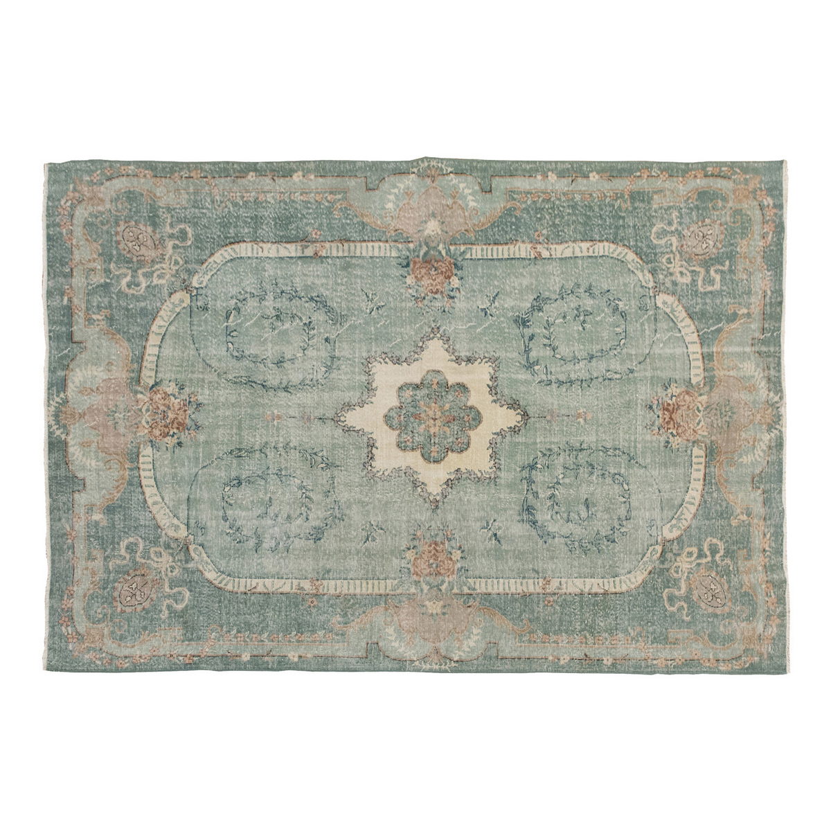 Vintage Large Rug, Oushak Area Rug 7'3" x 9'8" feet 220 x 295 cm