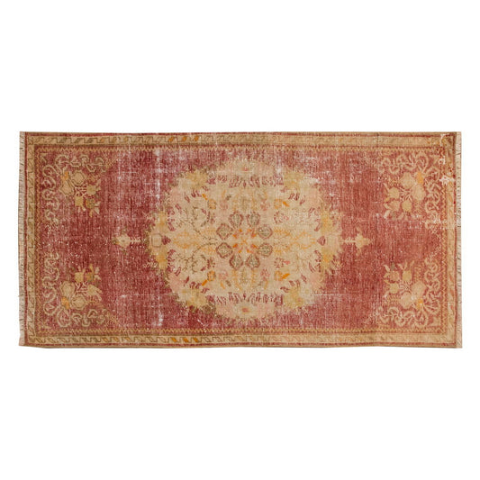 Vintage Rug, Small Oushak Rug 2'7" x 5'5" feet 78 x 164 cm