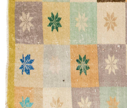 Vintage Rug, Small Oushak Rug 2'7" x 6'8" feet 78 x 203 cm