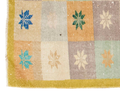 Vintage Rug, Small Oushak Rug 2'7" x 6'8" feet 78 x 203 cm