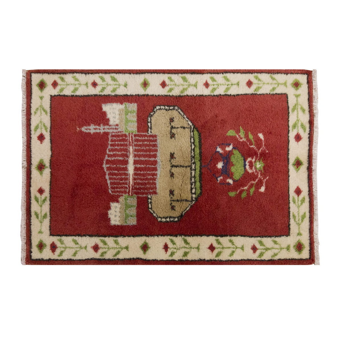 Vintage Rug, Small Oushak Rug 2'8" x 3'7" feet 82 x 110 cm