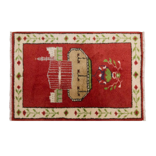 Vintage Rug, Small Oushak Rug 2'8" x 3'7" feet 82 x 110 cm