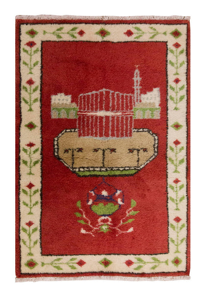 Vintage Rug, Small Oushak Rug 2'8" x 3'7" feet 82 x 110 cm