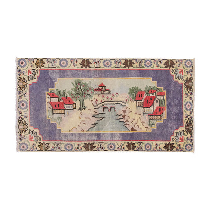 Vintage Rug, Small Oushak Rug 2'8" x 4'11" feet 81 x 150 cm